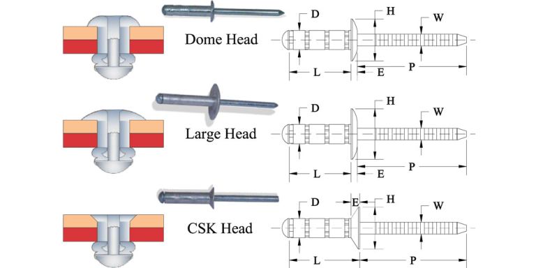 Multiple heads blind rivets